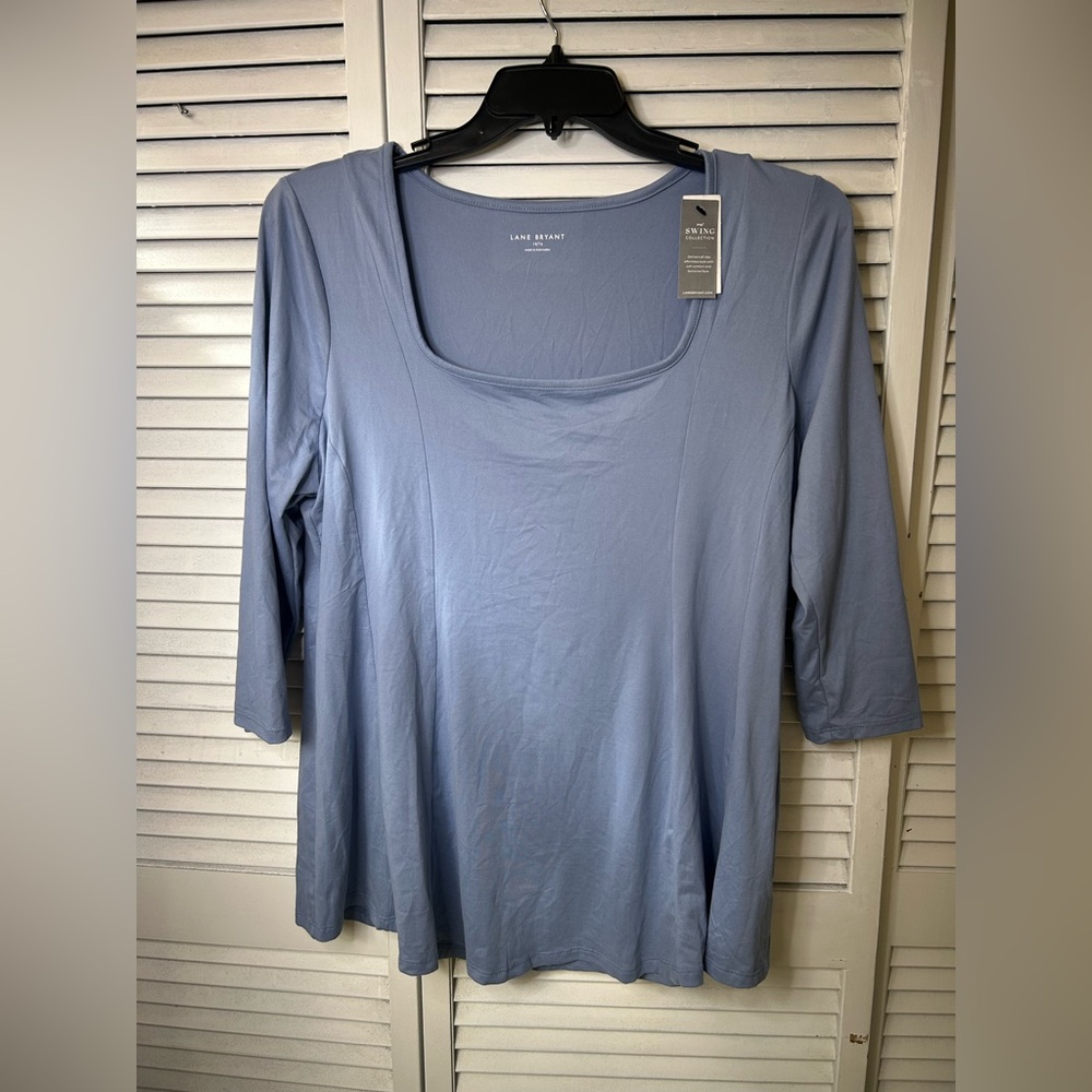 Lane Bryant Women's Long Sleeve Swing‎ Top in Soft Blue Size 14/16W